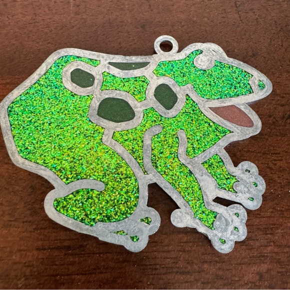 Vintage FROG WITH GREEN SPOTS Stained Glass Window Sun Catchers - Picture 5 of 5